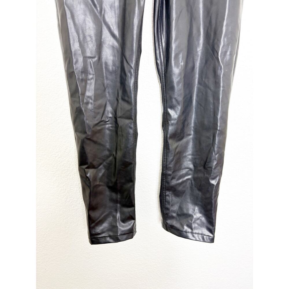 Abercrombie & Fitch High Rise 90s Straight Vegan Leather Pant Size 6/28 Black - Picture 9 of 13